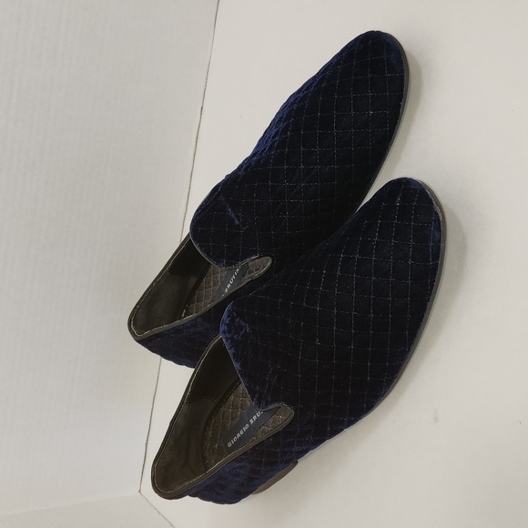 Giorgio Brutini “Chatwal” Navy Blue Diamond Stitched Velvet Slip On Loafer Shoes - Picture 3 of 12